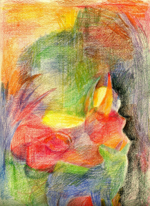 "Звери" 1989, цветные карандаши, бумага. 22х33